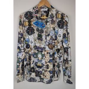 Unbreakable Evolution Stretch Silk Clockwork Print Blouse S